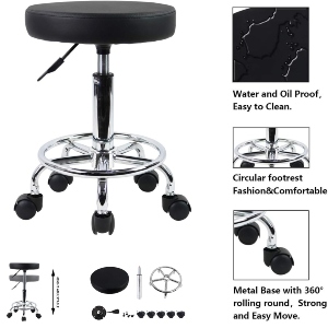 Task stool with stepping ring, air lift adjustable height 18"~24"